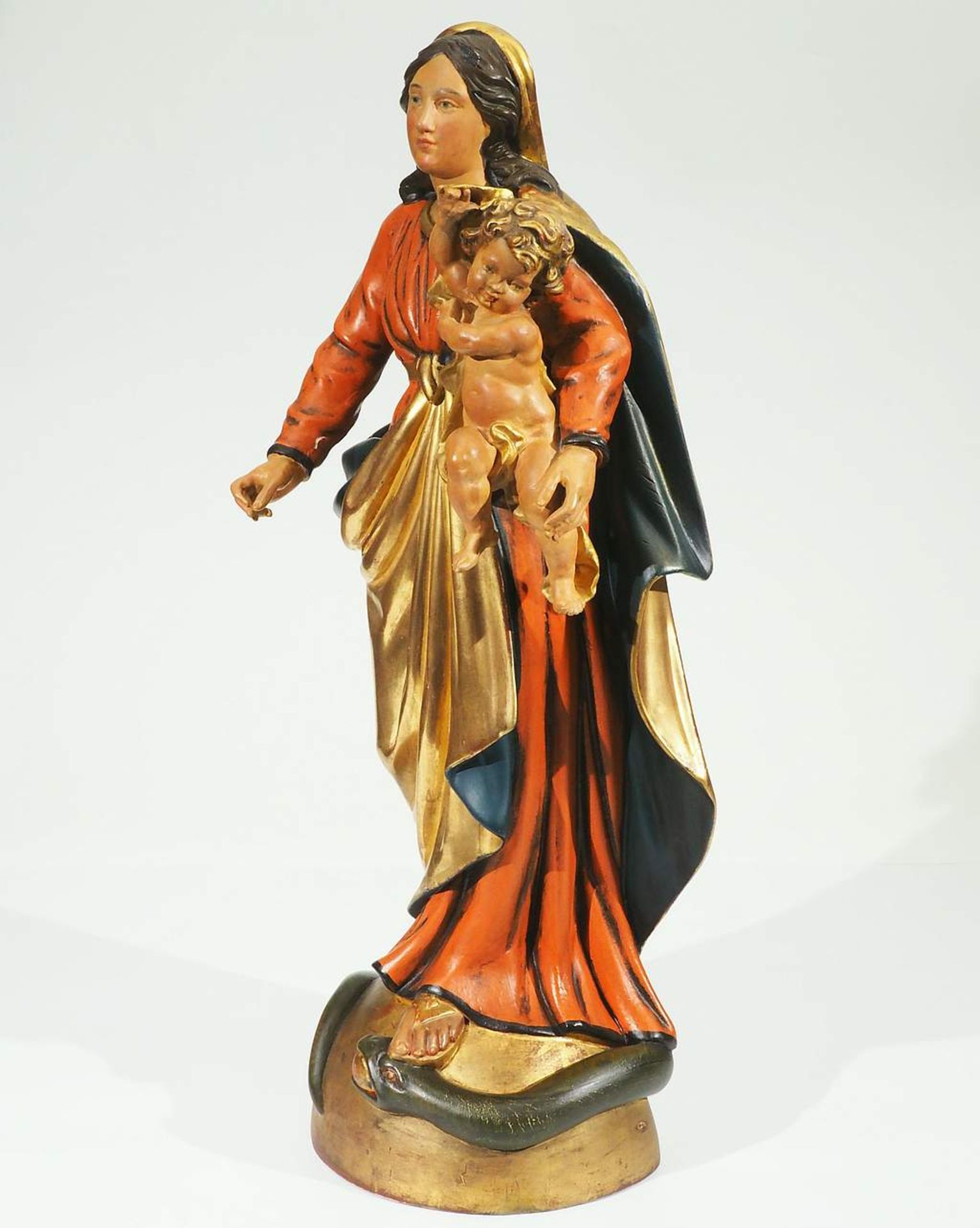Schnitzfigur "Maria Immaculata mit Jesuskind" im Barockstil. - Image 3 of 7
