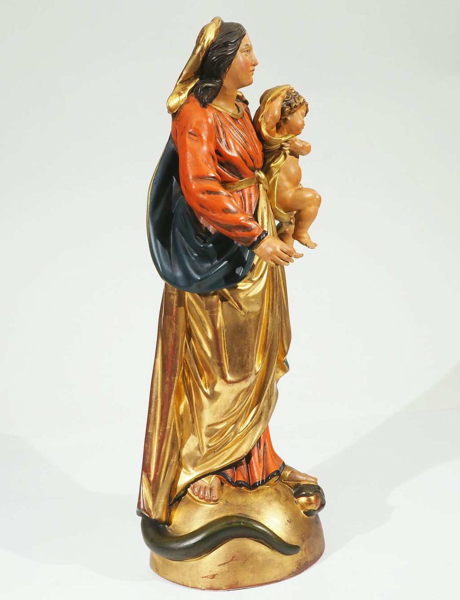 Schnitzfigur "Maria Immaculata mit Jesuskind" im Barockstil. - Image 5 of 7