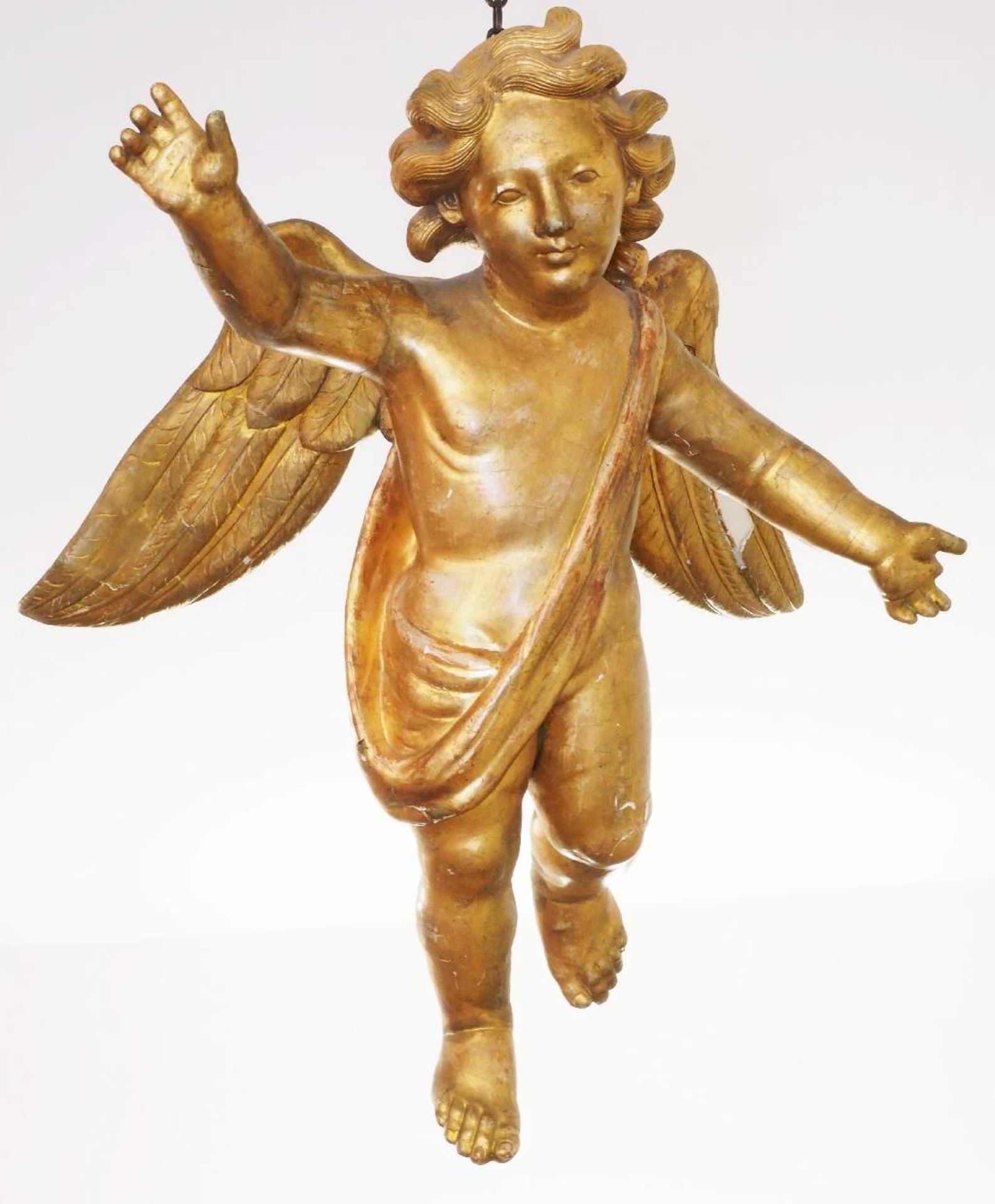Großer schwebeder Engel im Barockstil,  2. Hälfte 19. Jahrhundert.   