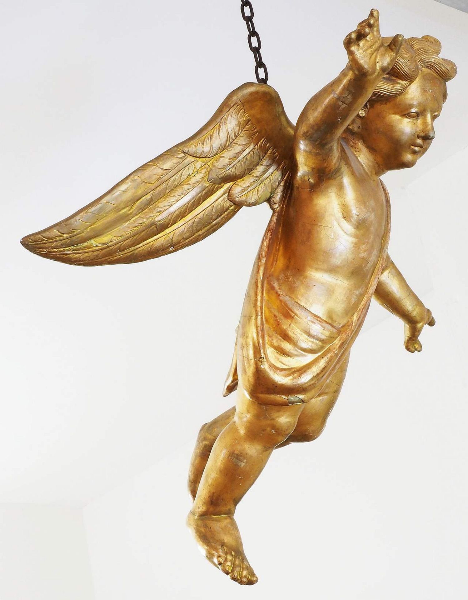 Großer schwebeder Engel im Barockstil,  2. Hälfte 19. Jahrhundert.    - Bild 3 aus 5