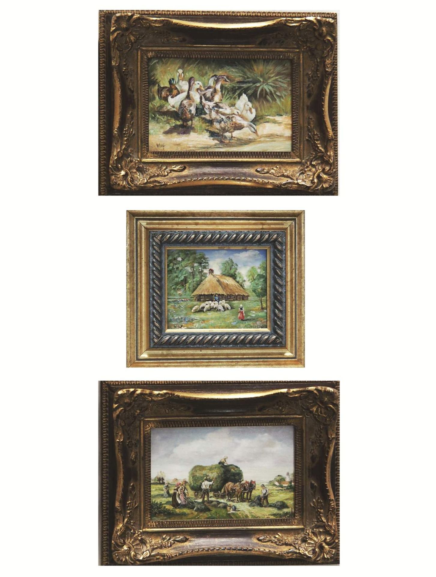 Drei Gemälde aus Sammlungsauflösung, alle signiert "Wolf". - Image 2 of 7