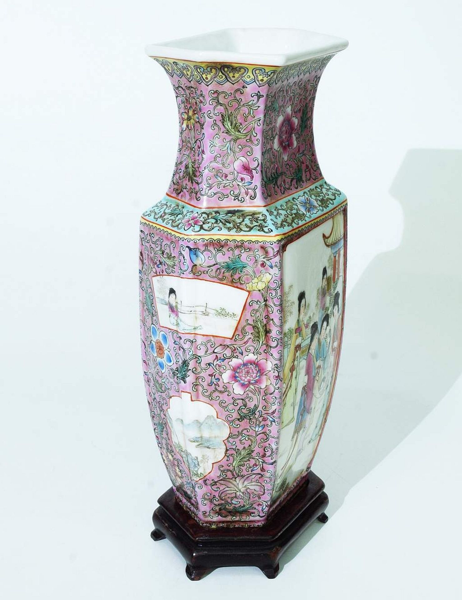 Vase Ching Dynasty.   19. Jahrhundert.  Dekor  Family Rose - Bild 4 aus 9