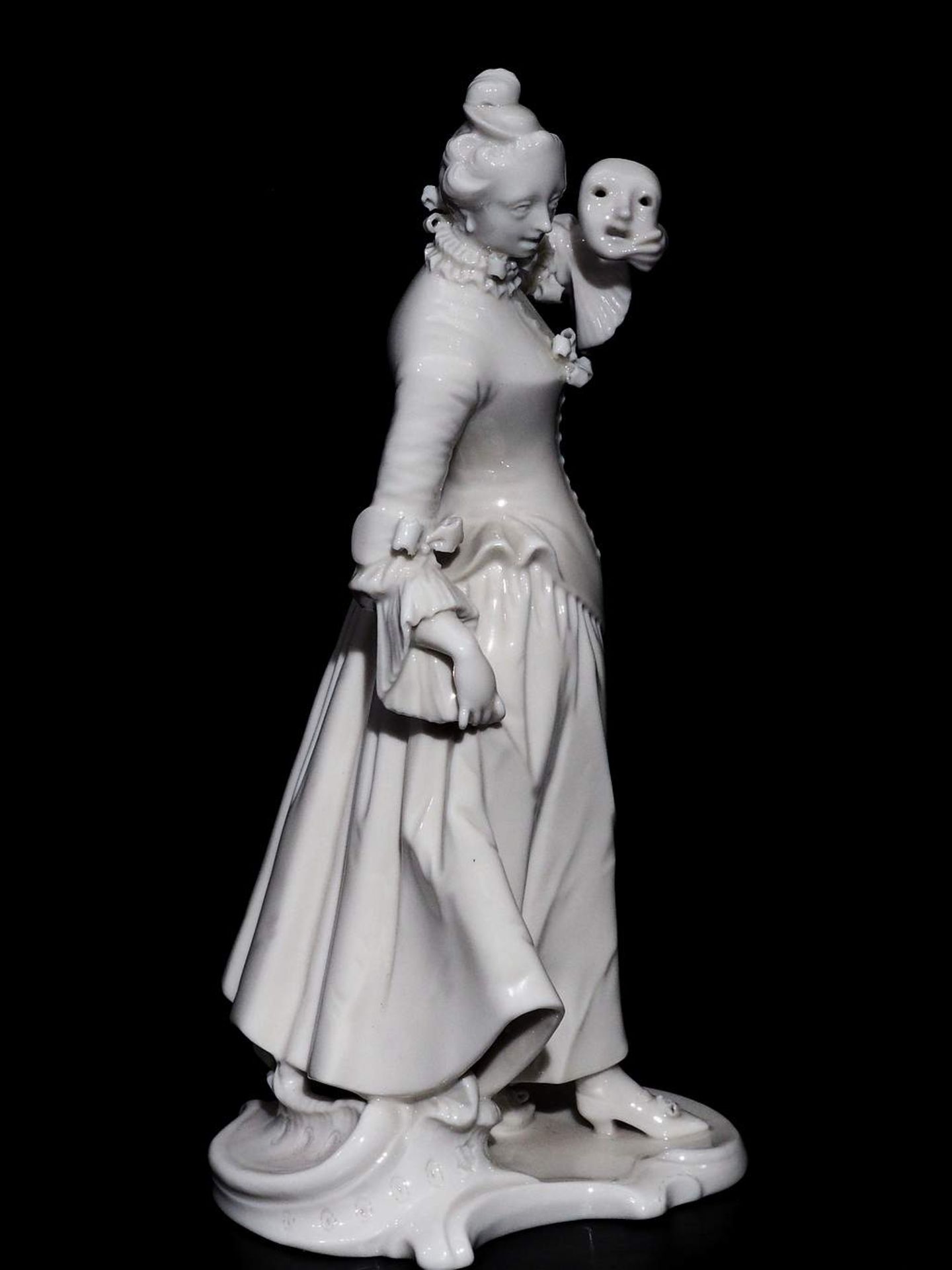 Komödianten-Figur "Dame mit Maske/Columbine mit Maske",  NYMPHENBURG um 1970, aus der Serie der Comm - Bild 5 aus 7