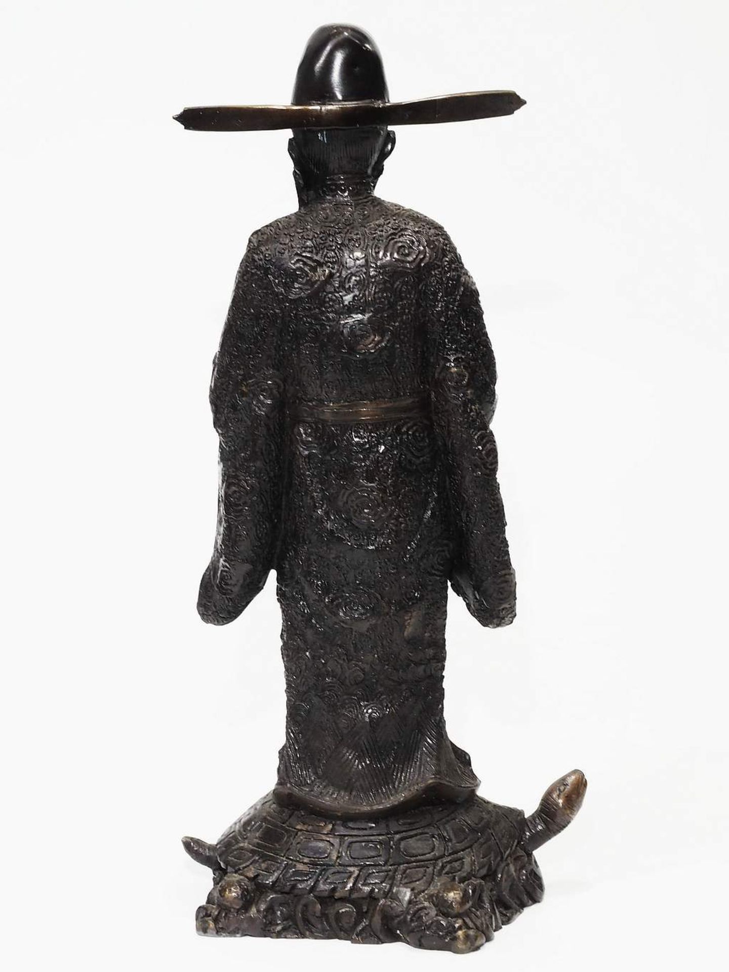 Bronzeplastik  "Glücksgott auf Schildkröte",  China, 20. Jahrhundert.  - Bild 4 aus 8