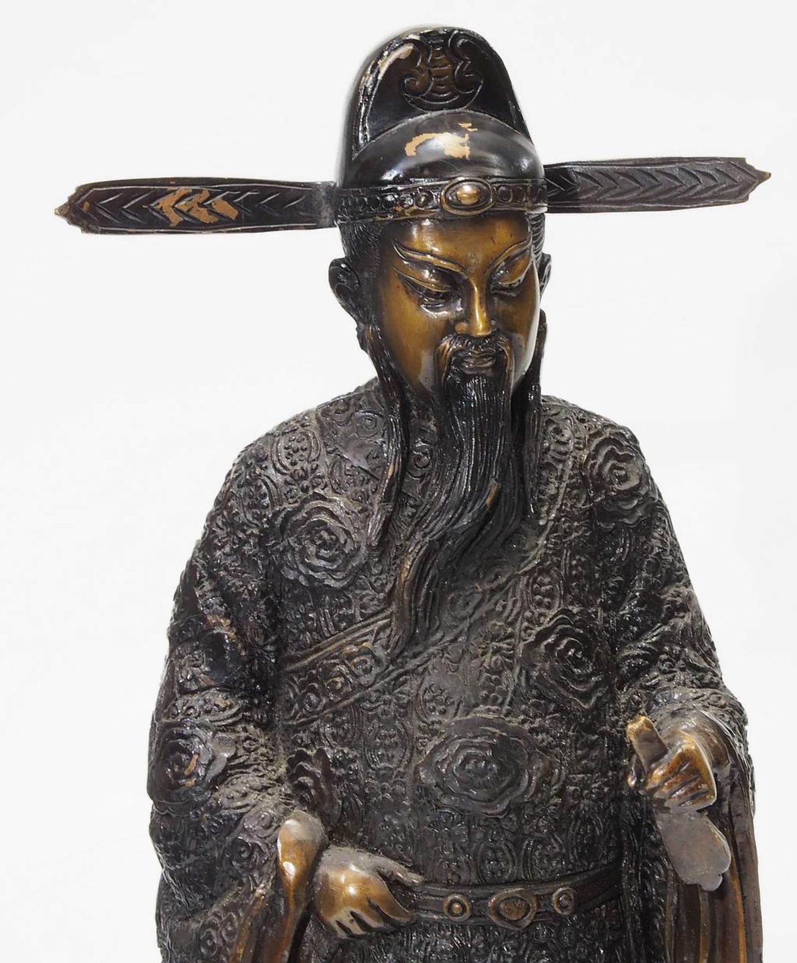 Bronzeplastik  "Glücksgott auf Schildkröte",  China, 20. Jahrhundert.  - Bild 6 aus 8