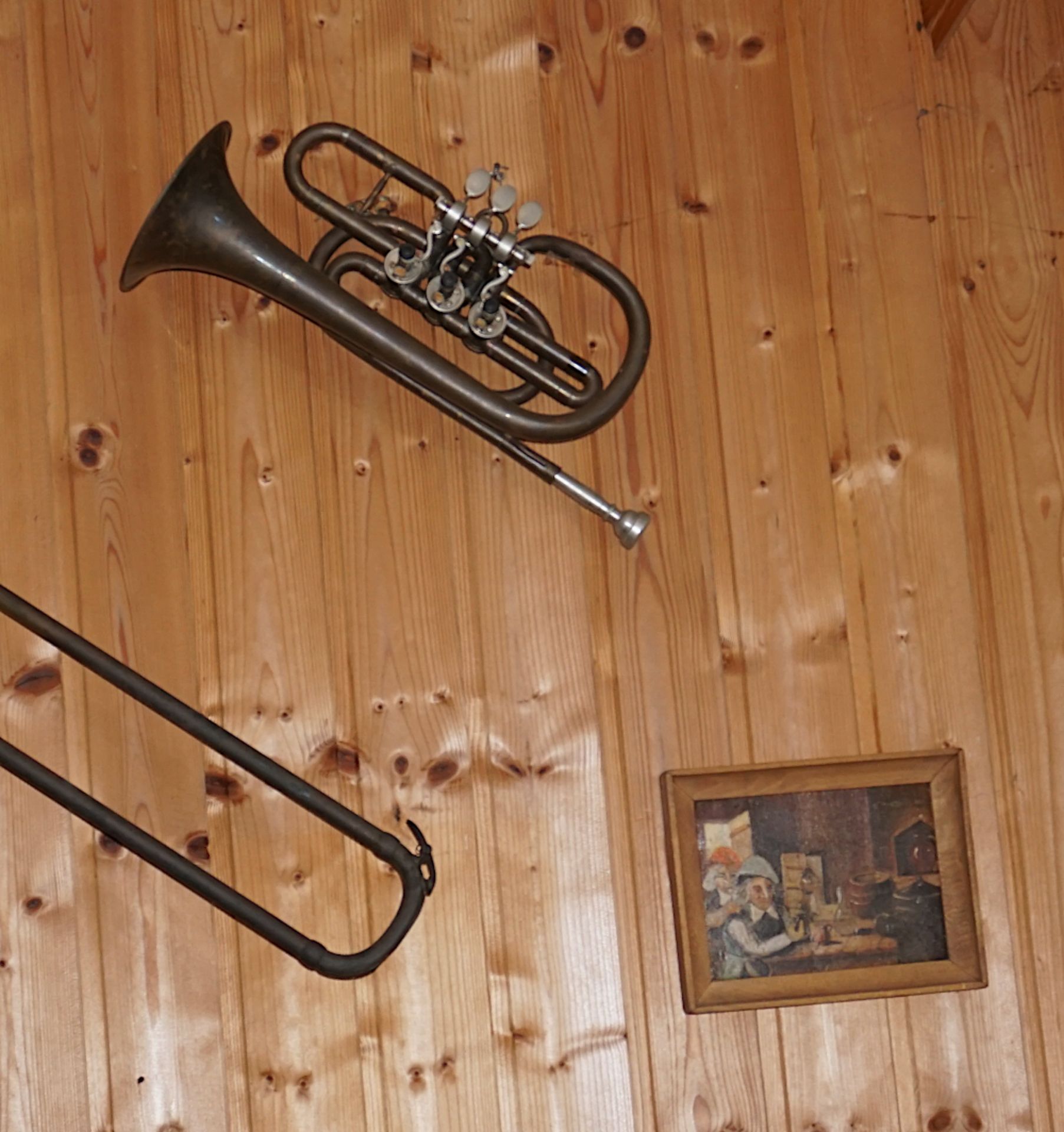 1 Posten Blasinstrumente: Tuba, Posaune, Trompete, Hörner sowie Bilder u.a., Asp. - Image 2 of 4
