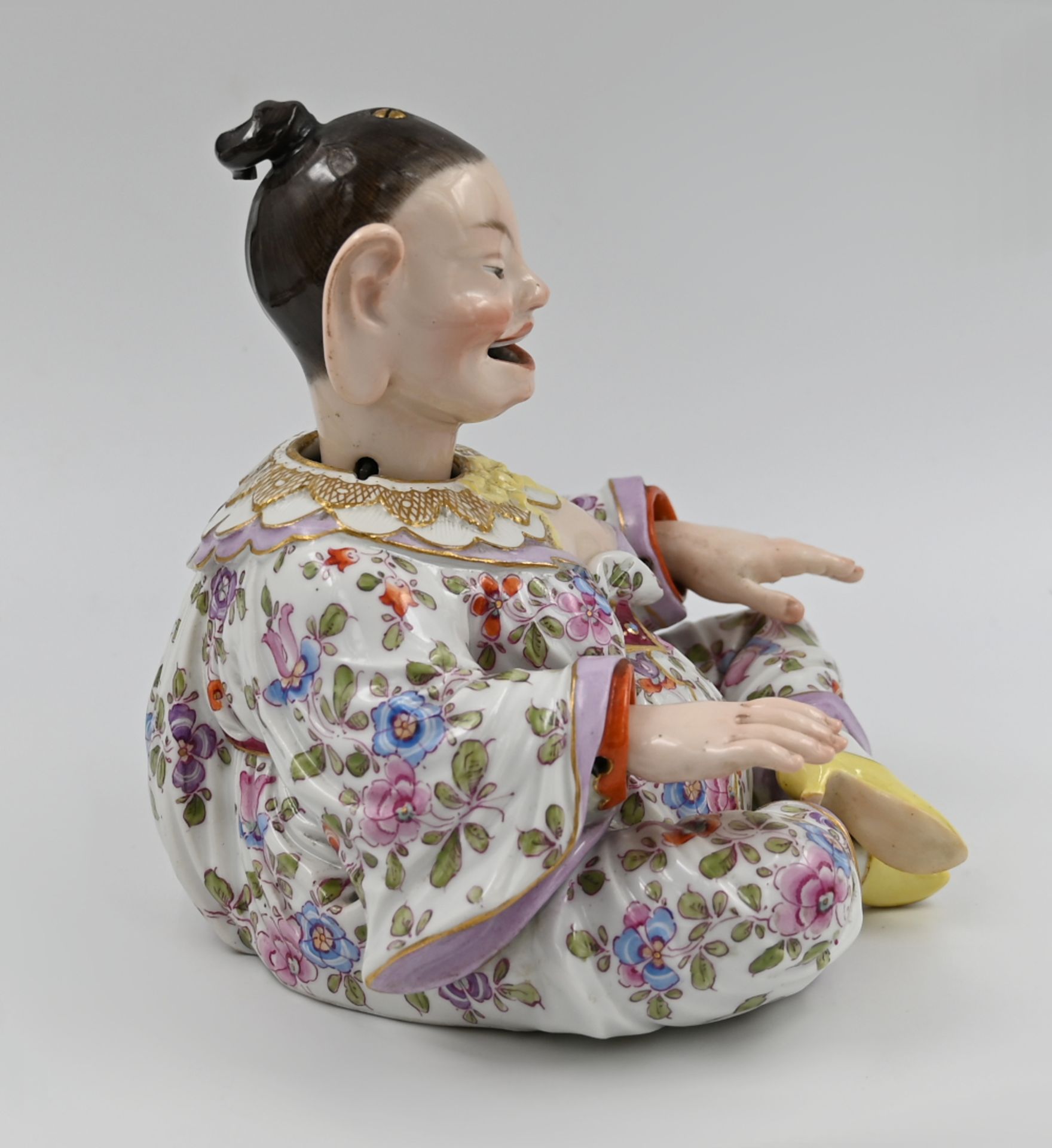 1 Wackelpagode Porzellan MEISSEN wohl 1x gestrichen, wohl 20.Jh., "Sitzende Chinesin", - Image 4 of 5