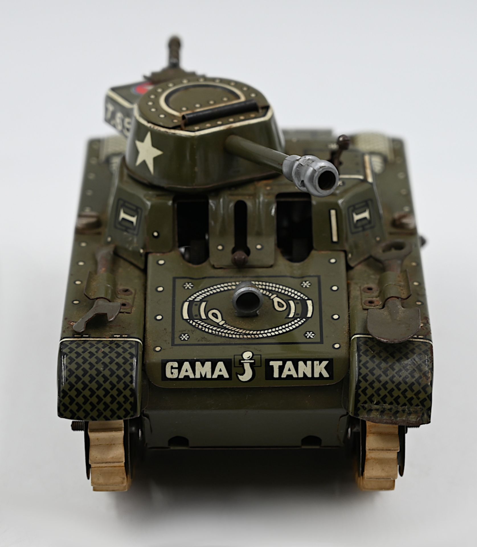 1 Blechspielzeugpanzer GAMA, US-Zone "T65" ca. L 16cm, ber., Asp. - Bild 2 aus 5