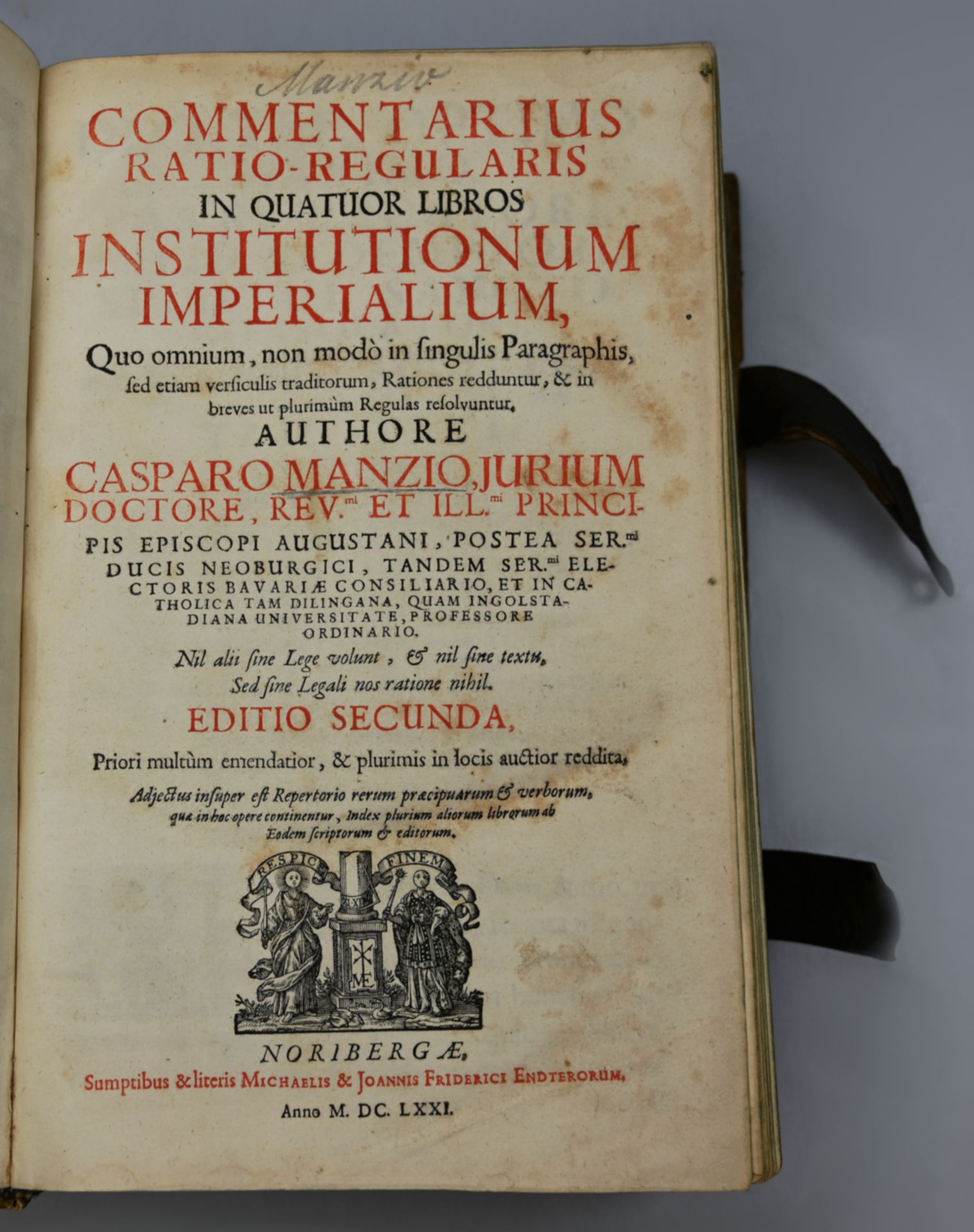 1 Buch "Commentarius Ratio-Regularis In Quatuor Libros Institutionum Imperialium" von Caspar MANZ, N