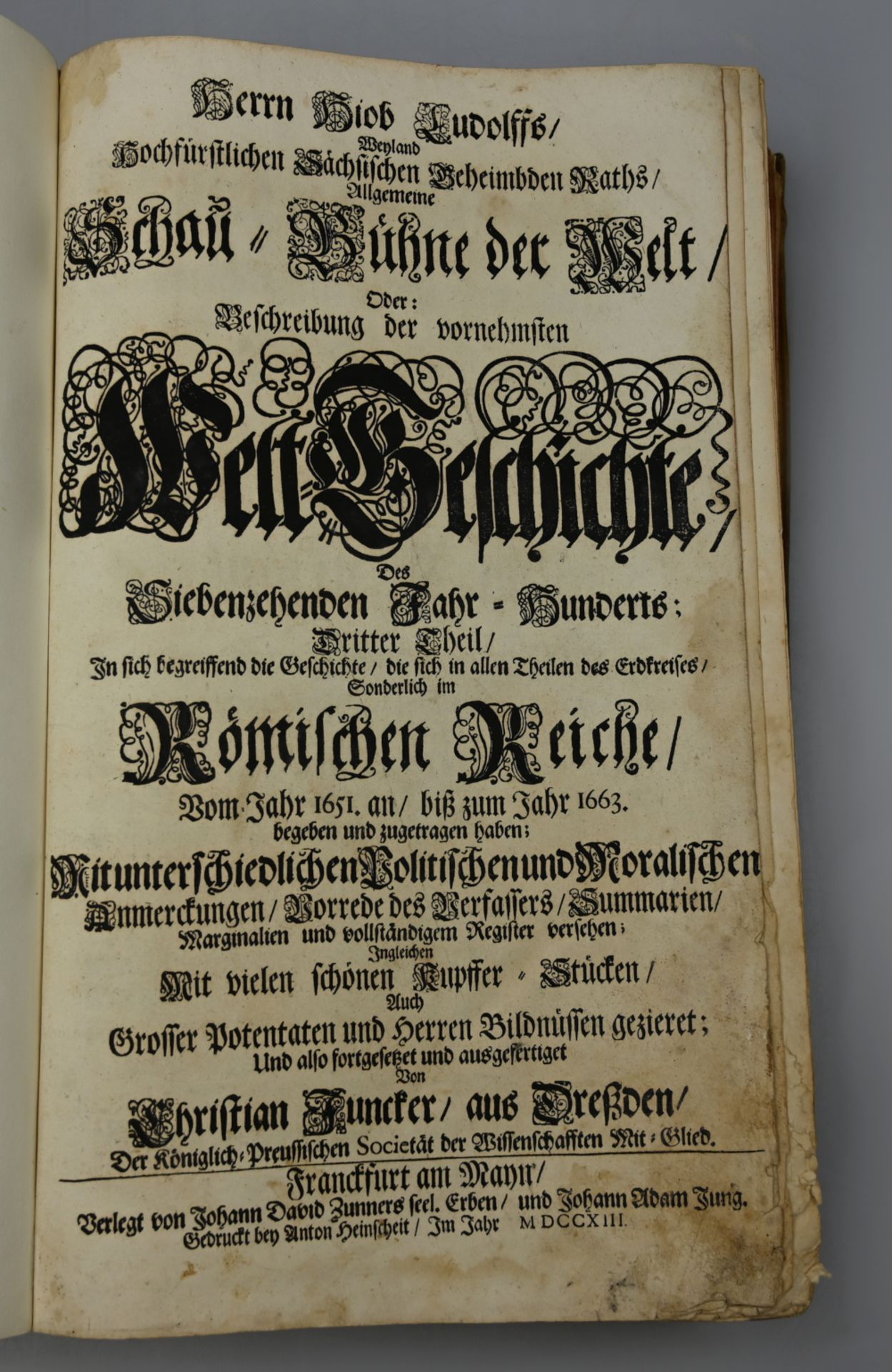 1 Buch "Allgemeine Schau-Bühne der Welt" von Hiob LUDOLF, Frankfurt am Main 1713, dritter Teil, z.T. - Bild 2 aus 3