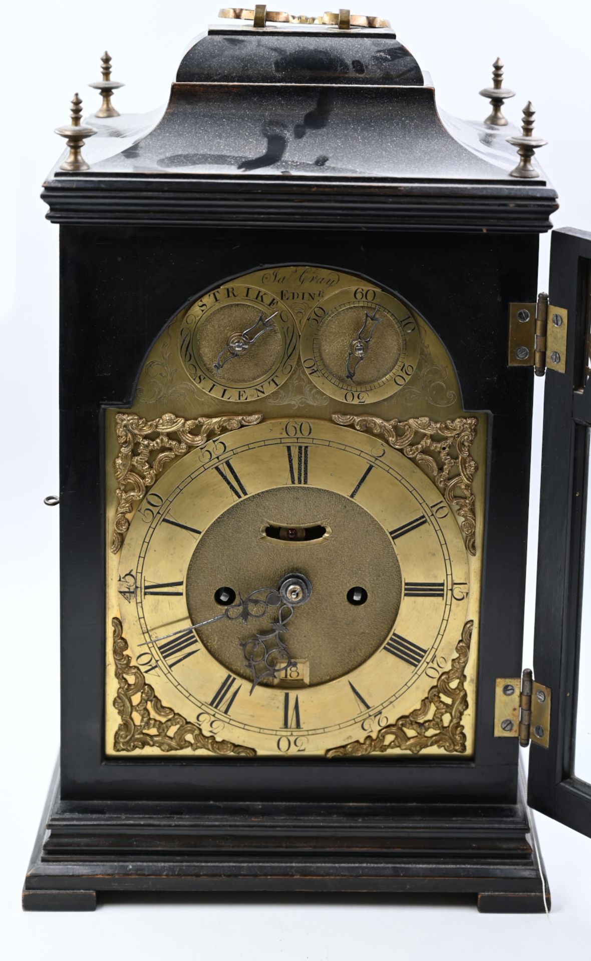 1 Stockuhr wohl Ende 18.Jh./19.Jh. England, Holzgehäuse ebonisiert,