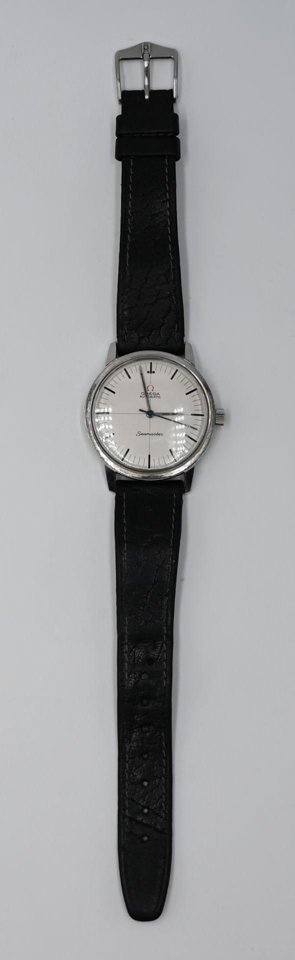 1 Herrenarmbanduhr OMEGA Seamaster, Automatik, Edelstahl, Lederband, ergänzt, Asp./Gsp. - Bild 2 aus 3