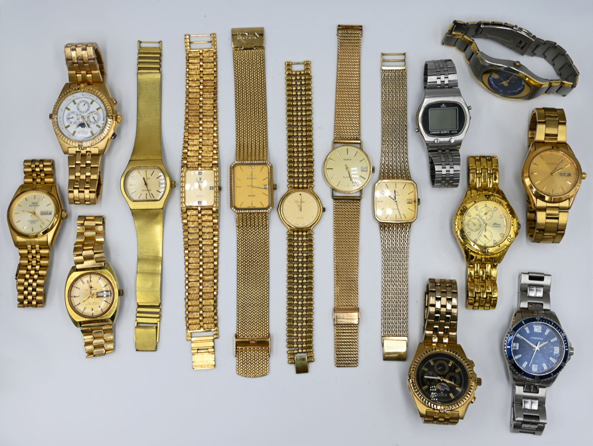 1 Konv. Armbanduhren: Metall, Kunststoff, z.T. vergoldet, z.T. mit Lederband, je Asp./Gsp., im Karto - Image 4 of 4