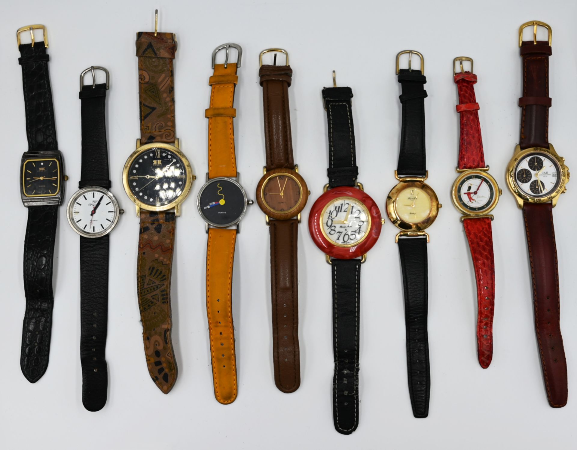1 Konv. Armbanduhren: Metall, Kunststoff, z.T. vergoldet, z.T. mit Lederband, je Asp./Gsp., im Karto - Image 3 of 4