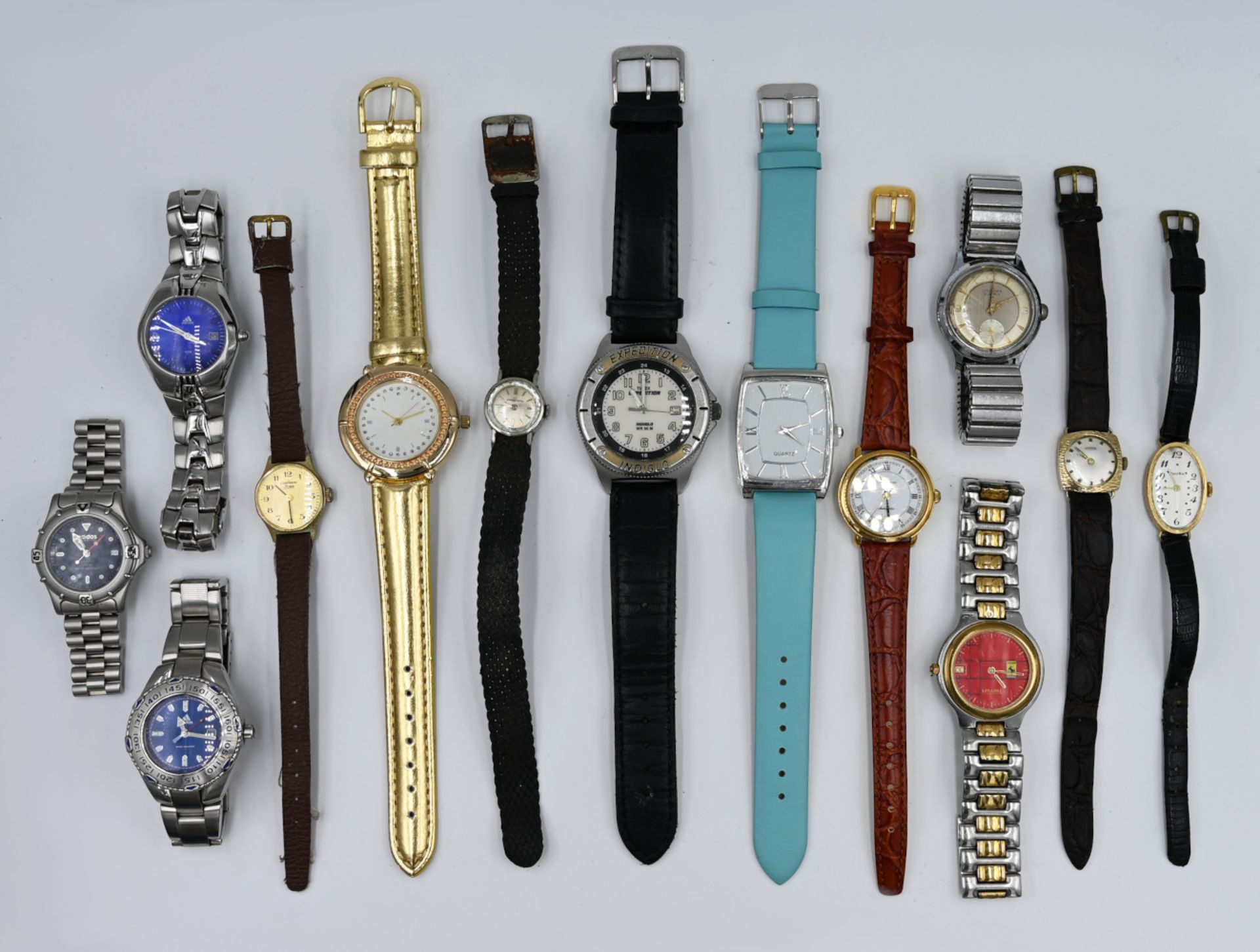 1 Konv. Armbanduhren: Metall z.T. vergoldet, DUGENA, M.LACROIX, ADIDAS, sowie 1 Damenuhr ROAMER, woh - Bild 2 aus 2