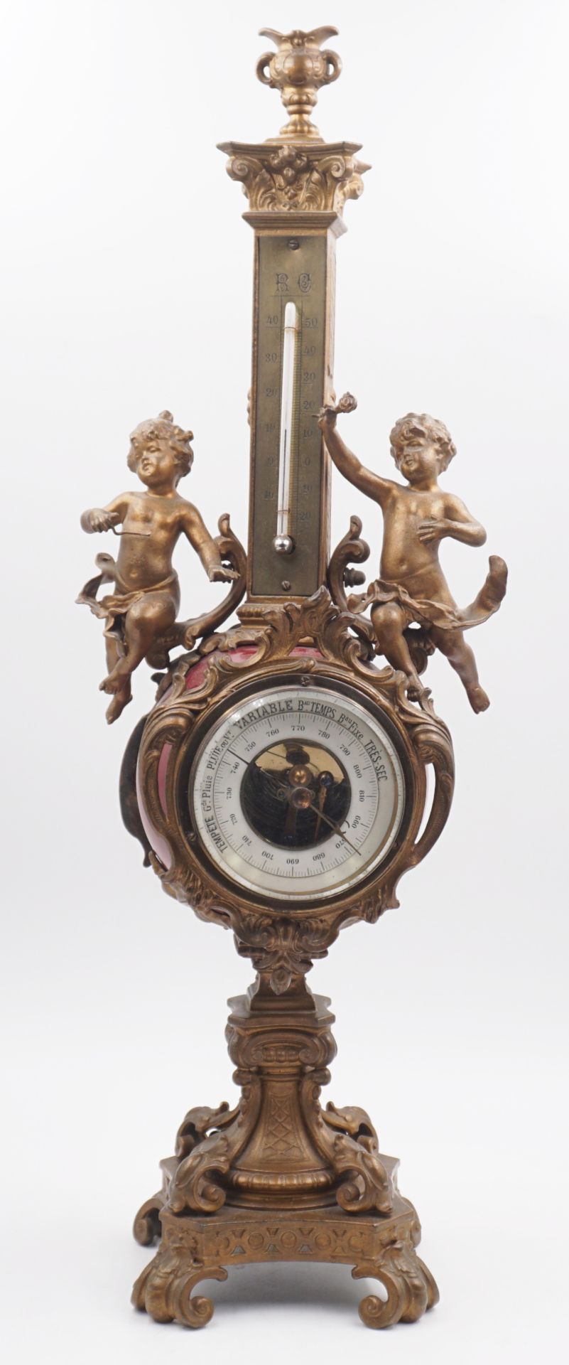 1 Baro- und Thermometer wohl Frankreich 19. Jh., Metall u.a., H ca. 50cm, z.T. min. besch., Asp. 