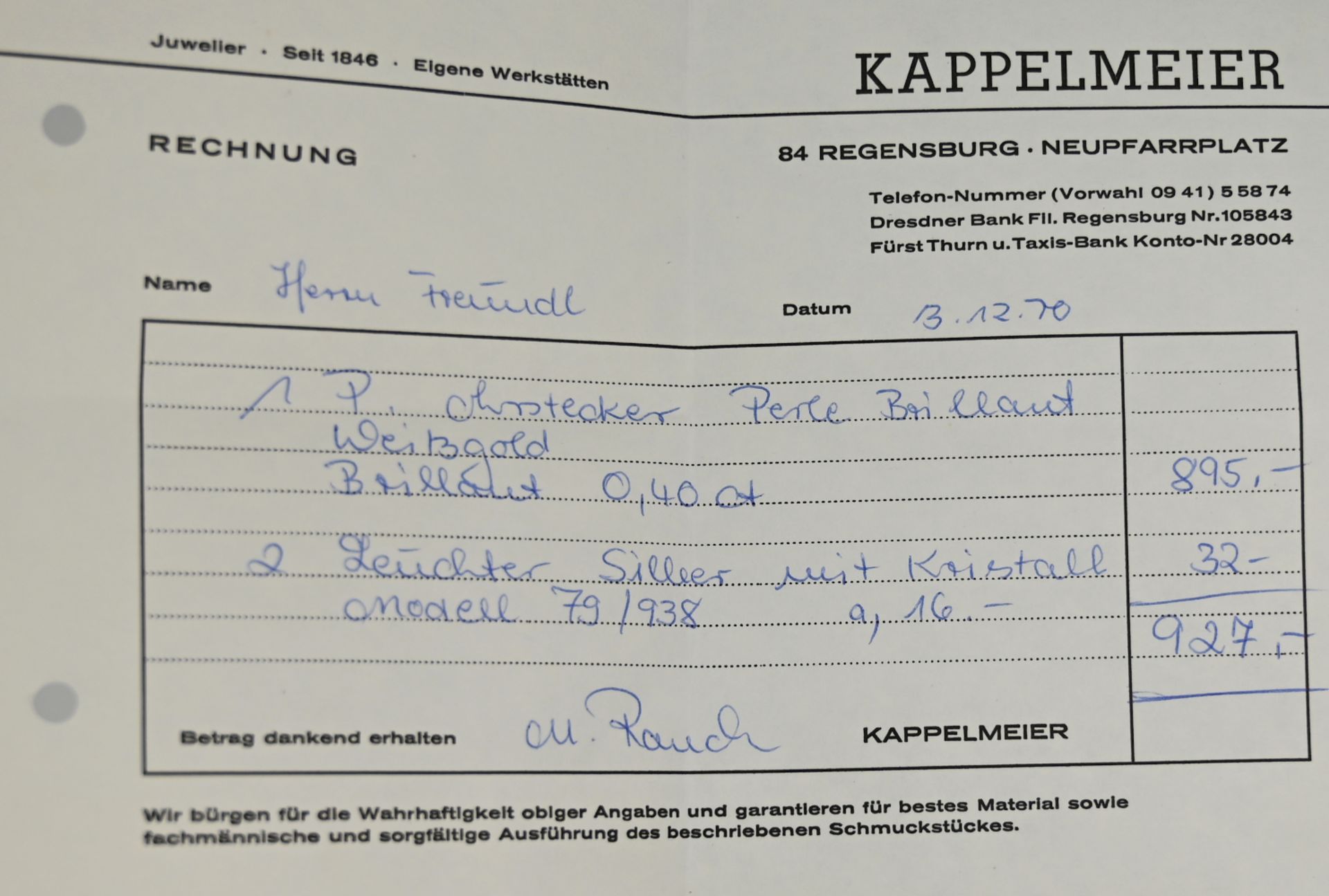 1 Paar Ohrstecker GG/WG 14ct., je mit Perle, je mit Brill. ca. 0,1ct. und kl. Diamanten, Gesamtlänge - Bild 2 aus 2