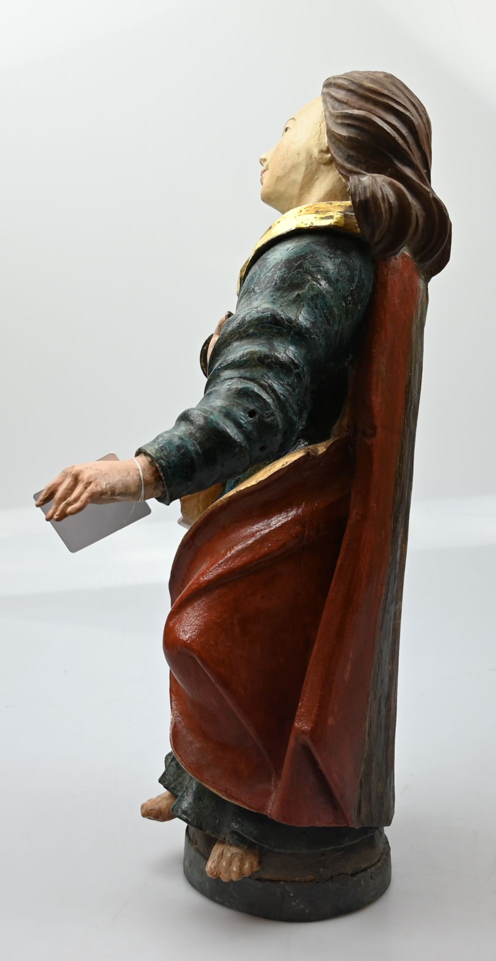 1 Holzfigur wohl 18./19. Jh. "Fürbittende Madonna" bemalt/neu gefasst, H ca. 61cm,  - Bild 4 aus 4