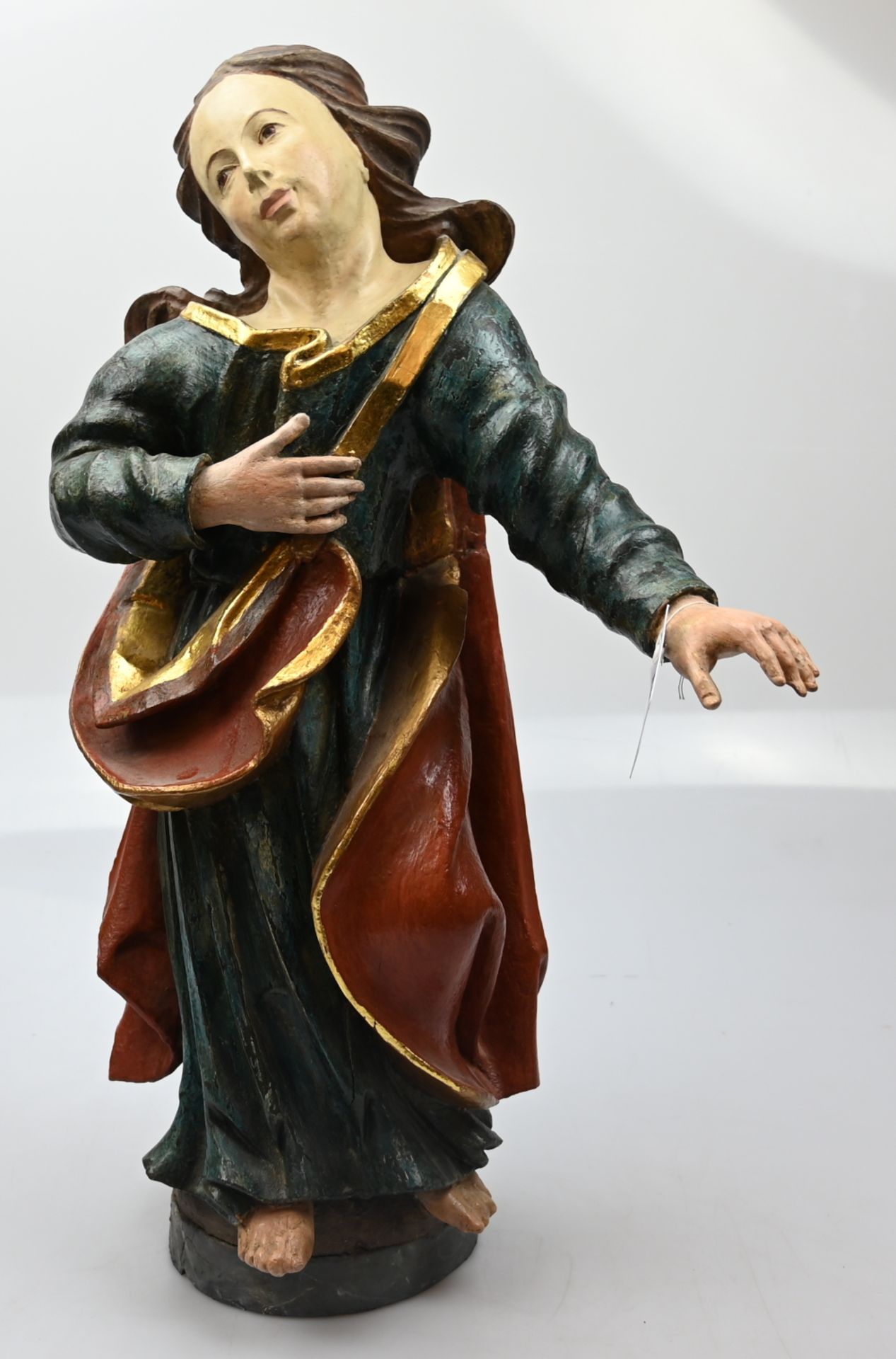 1 Holzfigur wohl 18./19. Jh. "Fürbittende Madonna" bemalt/neu gefasst, H ca. 61cm, 