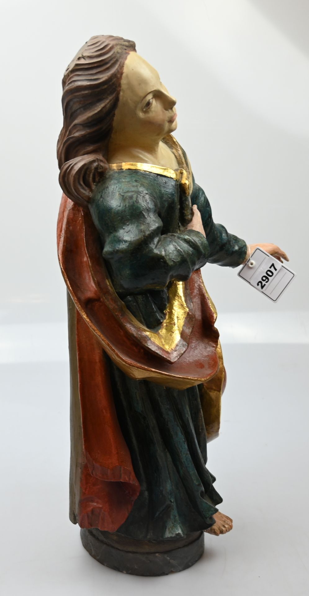 1 Holzfigur wohl 18./19. Jh. "Fürbittende Madonna" bemalt/neu gefasst, H ca. 61cm,  - Bild 2 aus 4