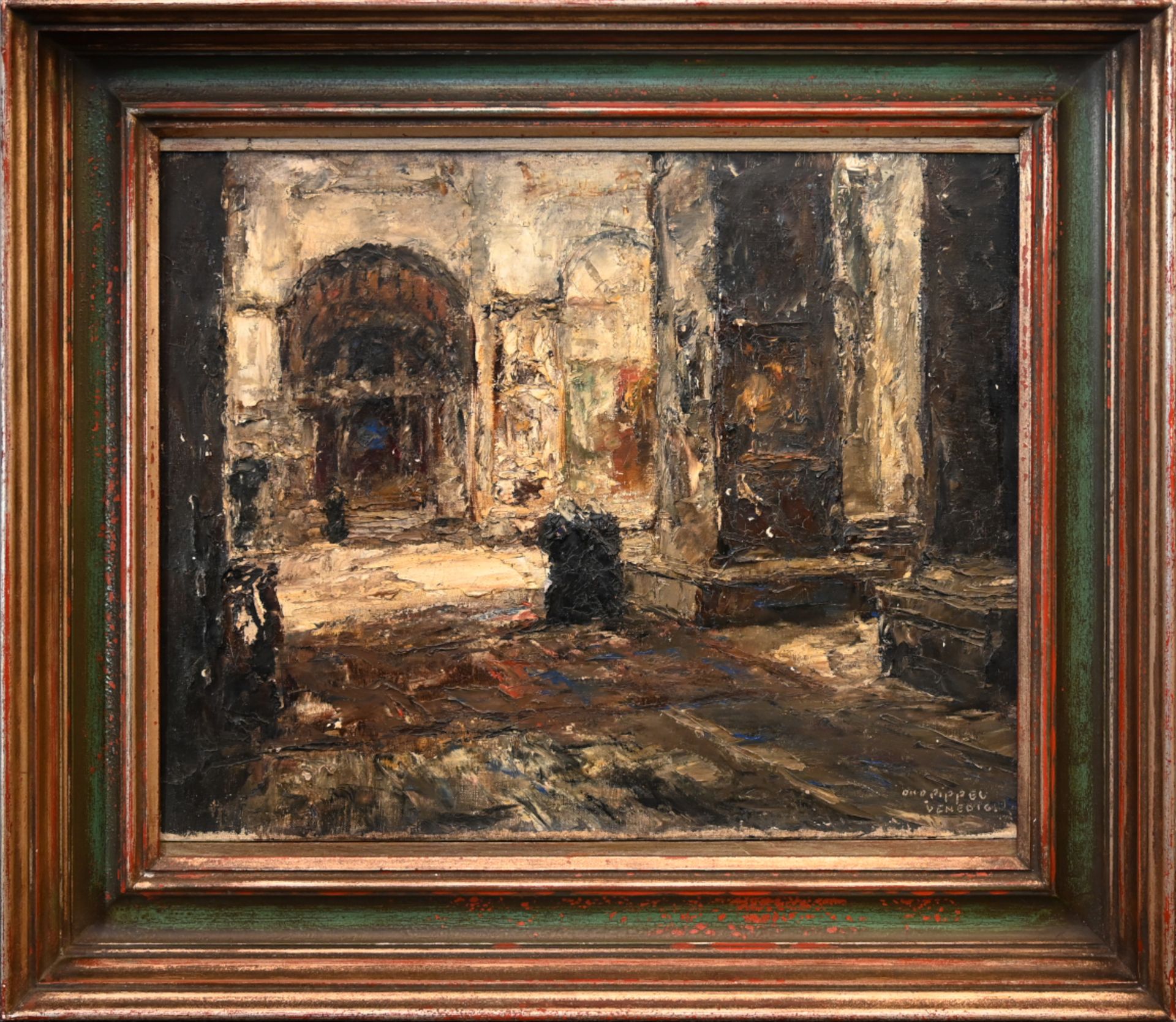 1 Ölgemälde r.u. sign. Otto PIPPEL (wohl 1878-1960), "In den Gassen von Venedig",  - Bild 2 aus 4