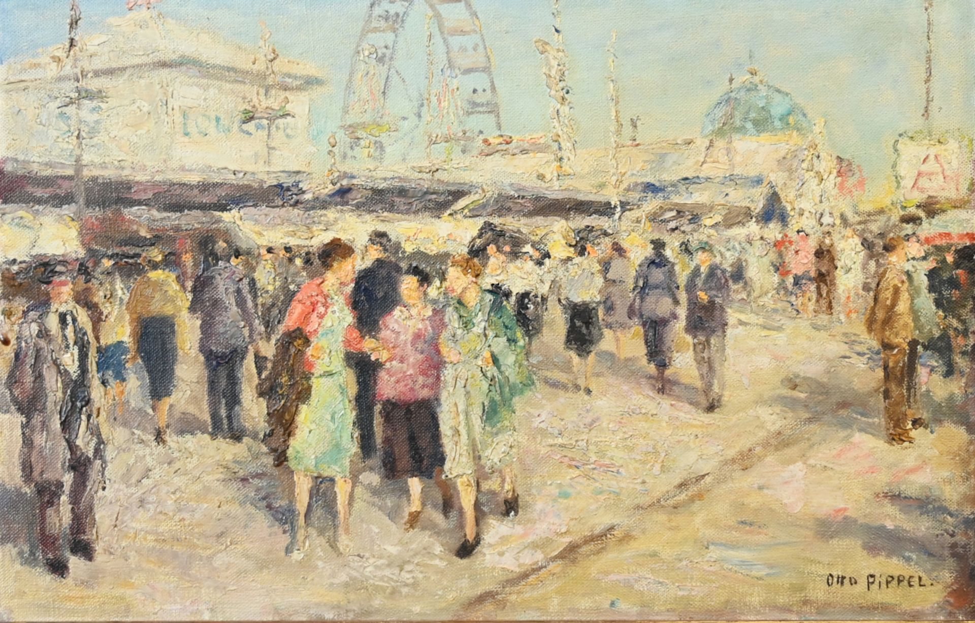 1 Ölgemälde r.u. sign. Otto PIPPEL (wohl 1878-1960) "Oktoberfest in München" (rücks. Künstleretikett