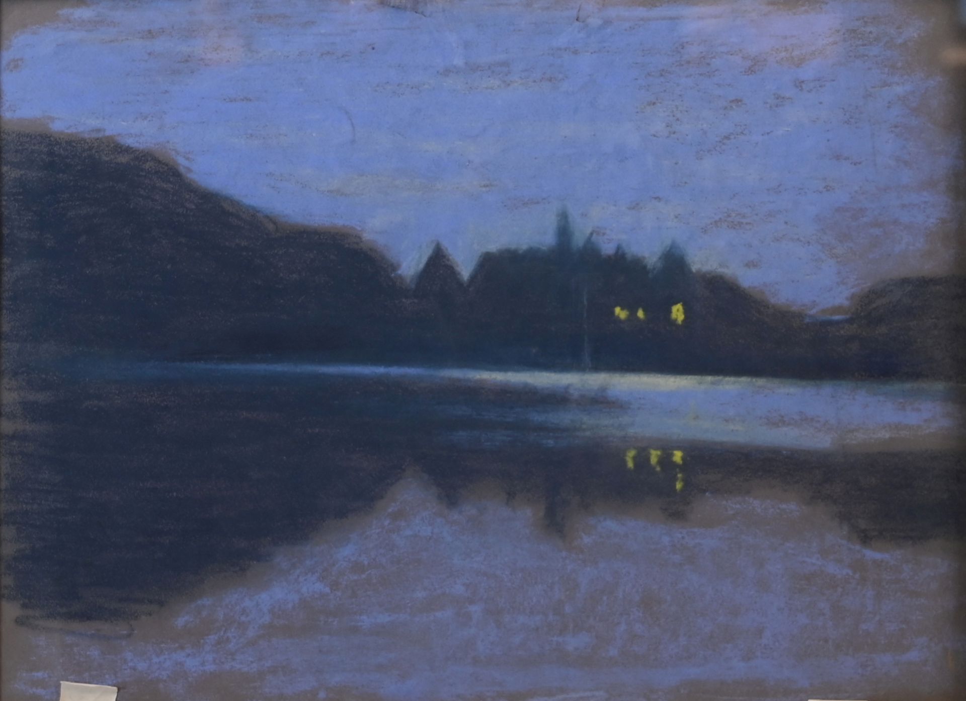 1 Pastell unsign. 20.Jh., "Abendstimmung", ca. 29x37cm, z.T. besch.,  RhG, Asp. 