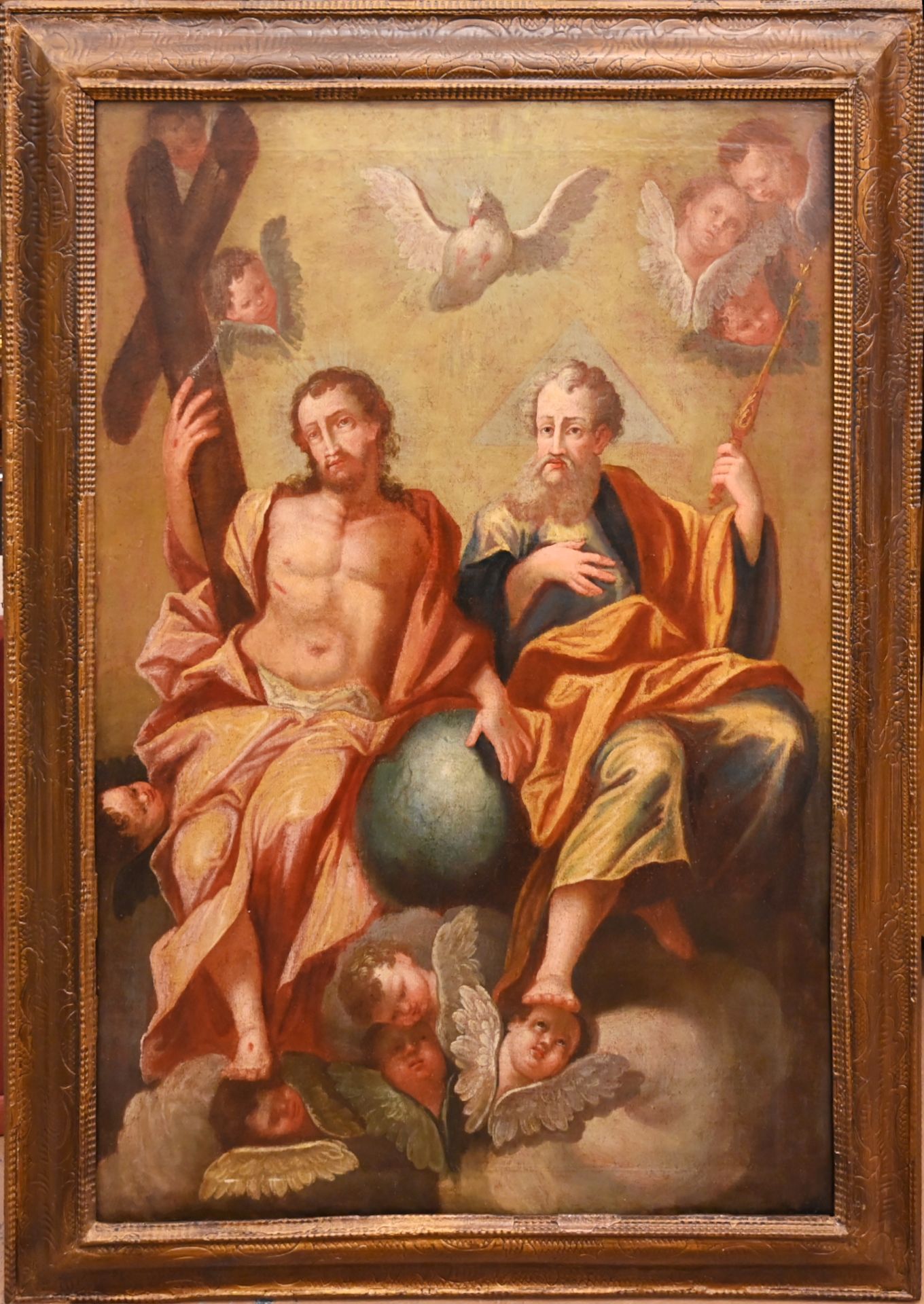 1 Ölgemälde wohl 18.Jh. "Heilige Dreifaltigkeit", - Image 2 of 3