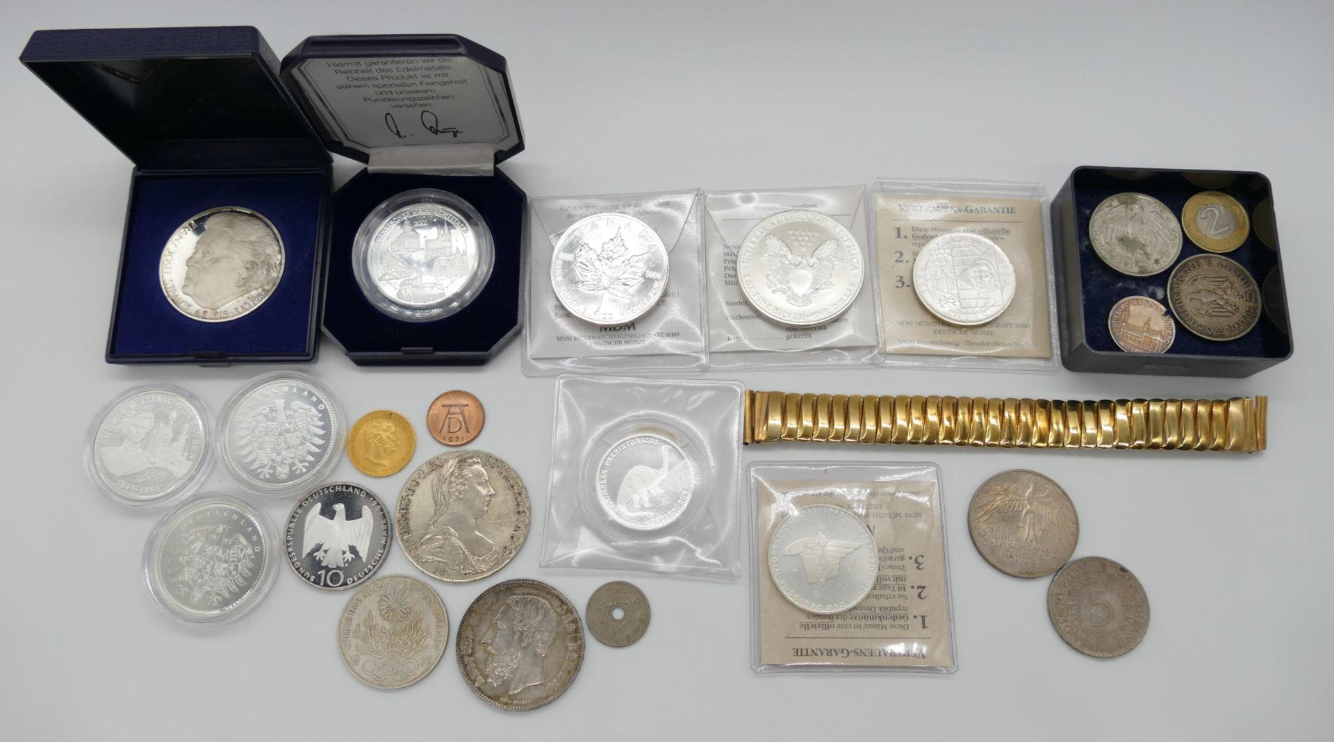 1 Münze GG Österreich 20 Cor, 1 Konv. Münzen/Medaillen: Silber, Metall u.a., BRD 5/10 DM, Dt. Reich,