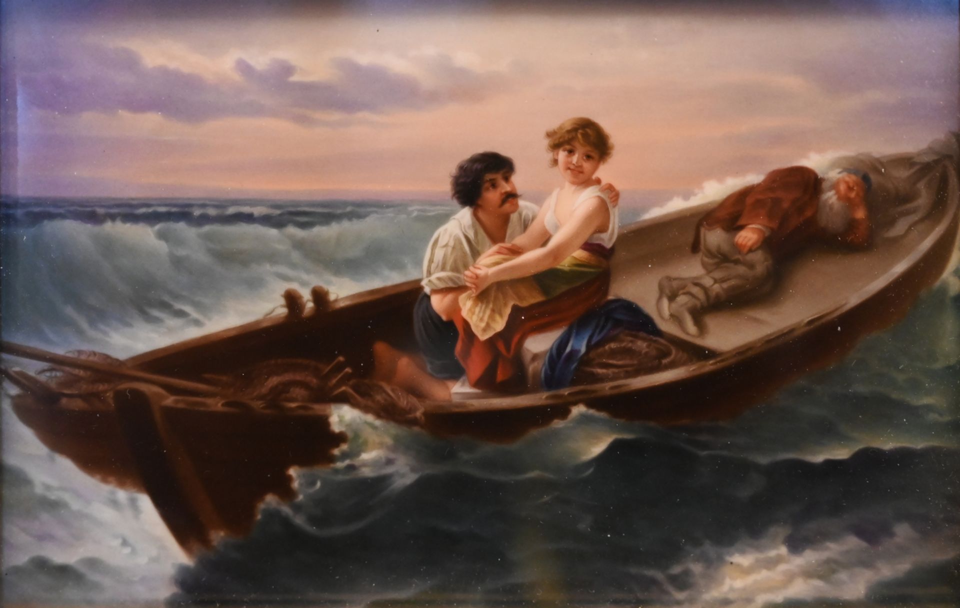 1 Porzellanbild unsign./Kopie nach Wilhelm KRAY (wohl 1828-1889) "Des Meeres und der Liebe Wellen"
