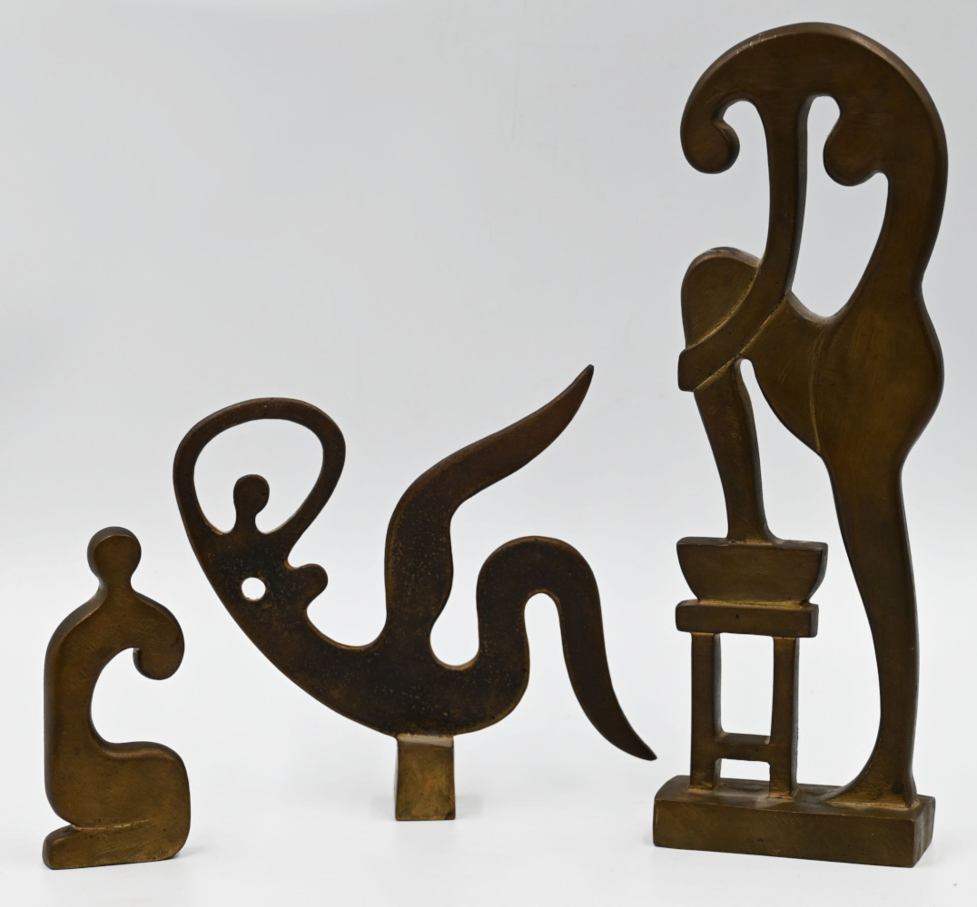 3 Bronzefiguren je unterseitig signiert SIDUR (wohl Vadim S. 1924 Dnepropetrovsk/Ukraine-1986 Moskau