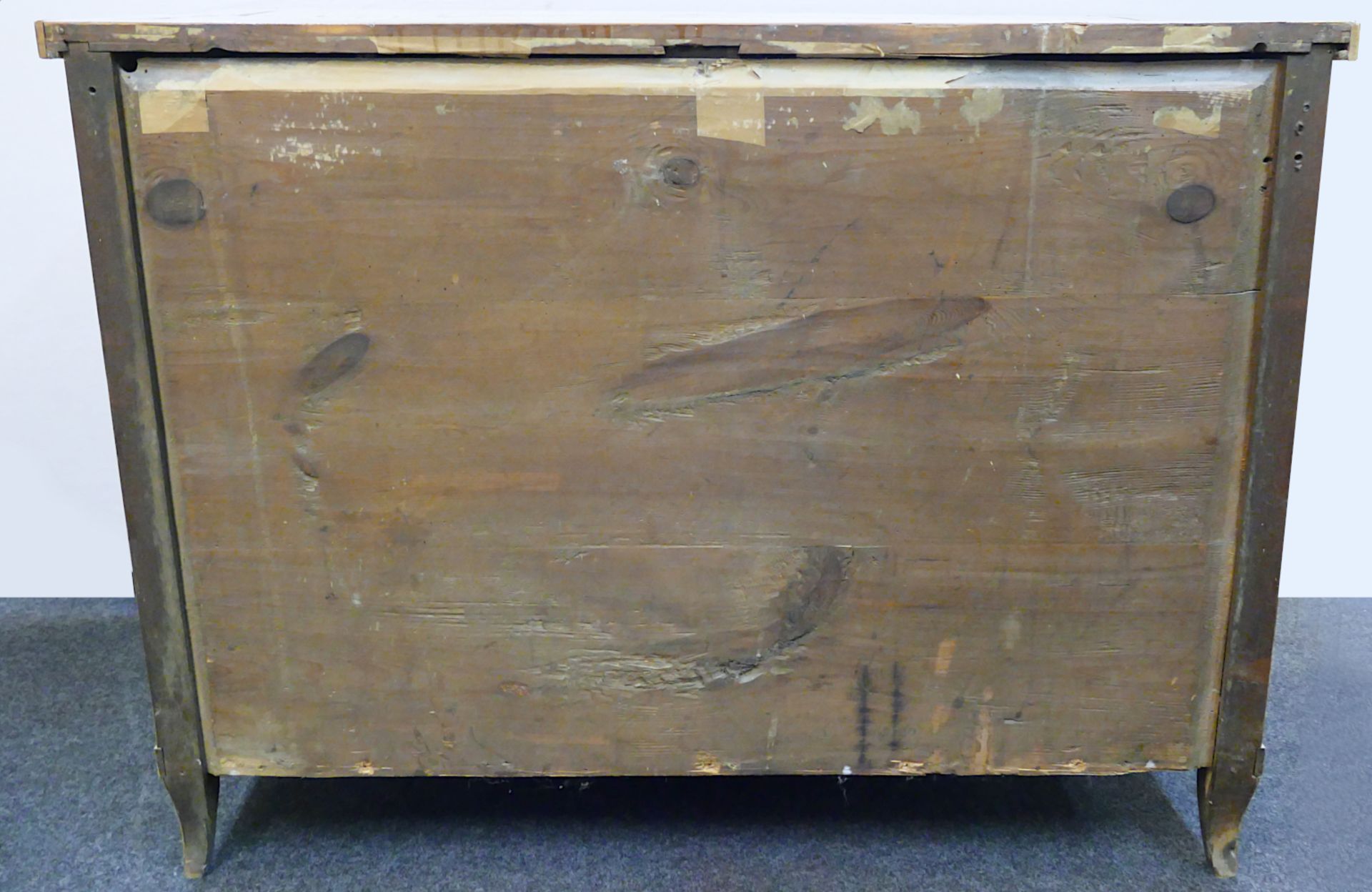 1 Kommode wohl um 1810/1820 Holz furniert wohl Kirsche in Flechtoptik, Metallbeschläge, ca. 90,5x119 - Image 7 of 7