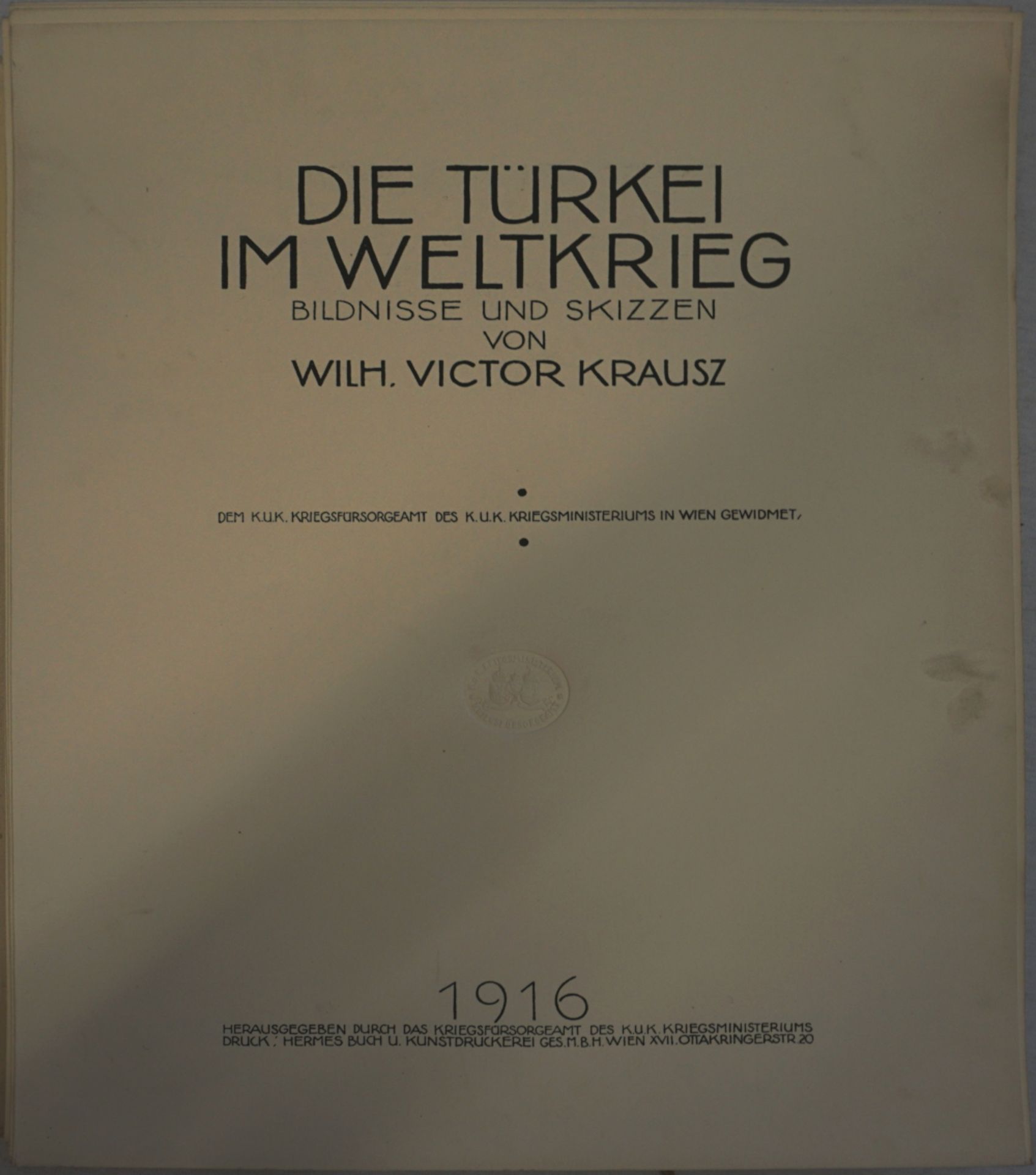 1 Mappenwerk "Die Türkei im Weltkrieg-Bildnisse und Skizzen von Wilh. Victor KRAUSZ" Wien 1916, - Image 3 of 9
