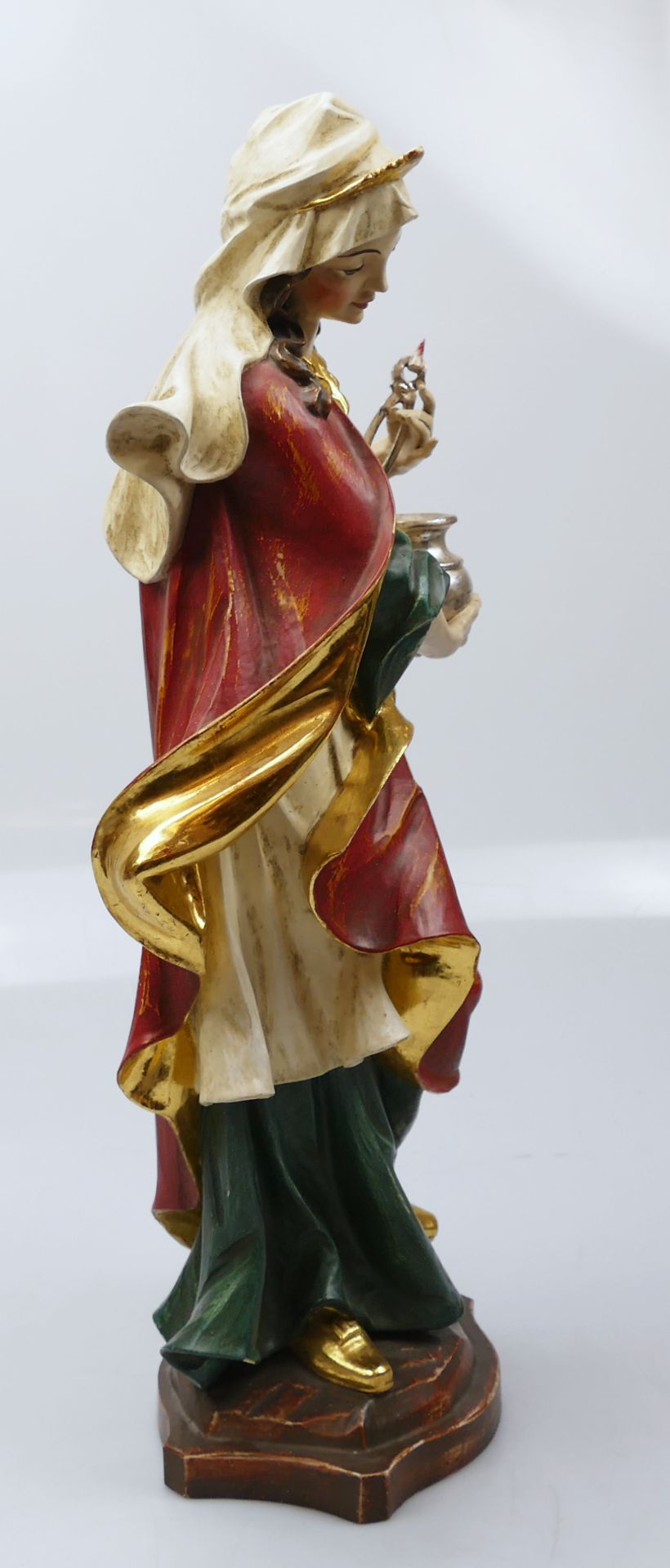 1 Skulptur Holz geschnitzt, 20. Jh., "Heilige Apollonia von Alexandria", polychrome Fassung, - Image 2 of 3