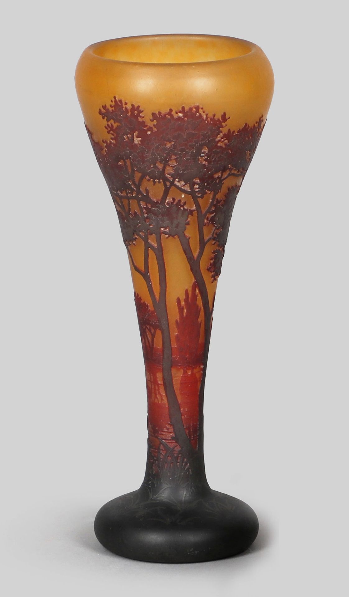 Vase, Daum Nancy, 'Abend am Fluss'