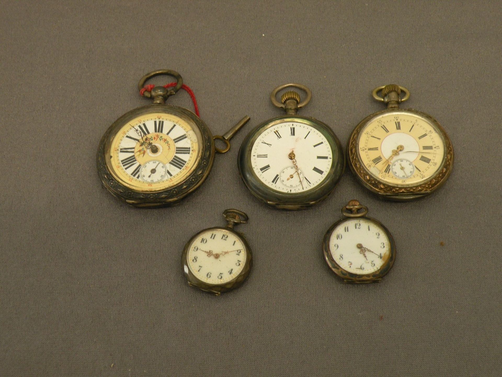 5 verschiedene alte Taschenuhren