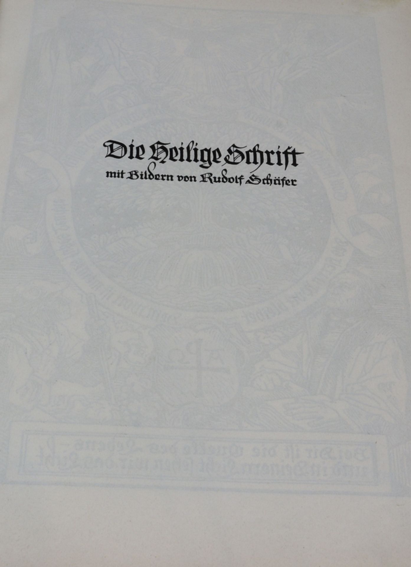 Die Bibel, ganze Heilige Schrift mit Bildern von Rudolf Schäfer Stuttgart 1929 - Image 2 of 4