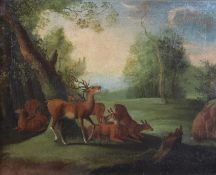 Deutscher Landschaftsmaler des 18. Jh., Rehe auf der Waldeslichtung