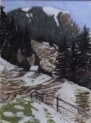 Unbekannter Landschaftsmaler des 20. Jh., Blick ins verschneite Gebirge 