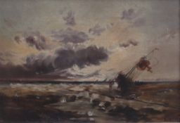 E.K.W. deutscher Monogrammist, Segelschiff gestrandet nach einem Sturm