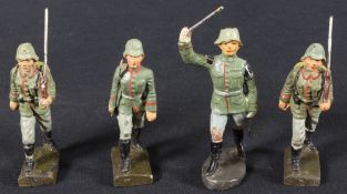 Militärisches Spielzeug, 4 Soldaten, Marke Lineol Germany vor 1945, deutsch