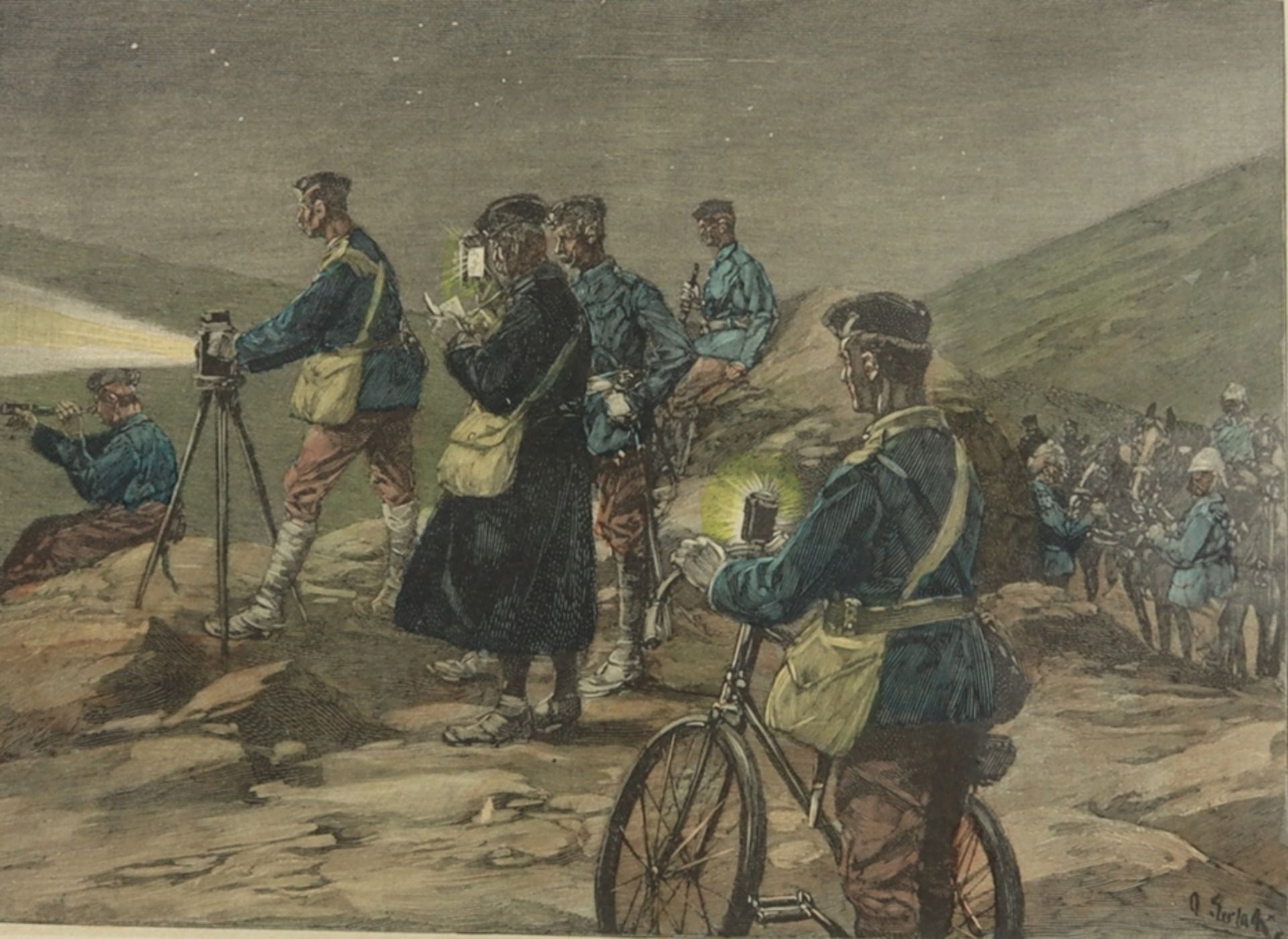 Militärische Darstellung eines Radfahrerbataillon Ende des 19.Jh., Deutsches Reich