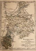 Kolorierter Kupferstich des 18. Jh., Karte Halberstadt, Wernigerode und Quedlinburg