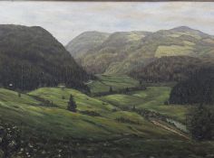 Willy Decker 1897- 1968, Landschaftsgemälde Blick in den Harz