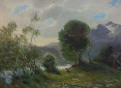 F. Hahn 1879-1954, süddeutsches Flusslandschaftsbild 