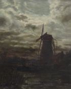 Holländer des 19. Jh., Abendstimmung-Fluss mit alter Mühle