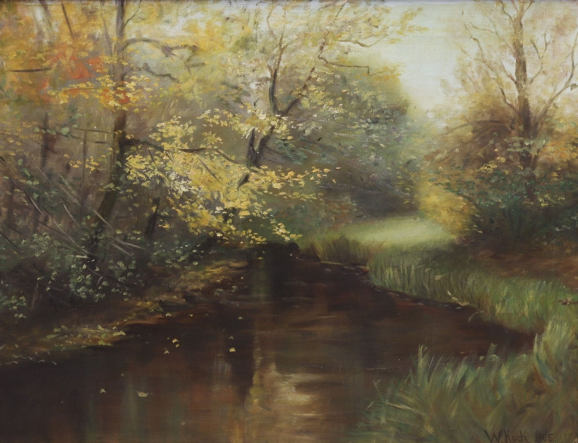 W. Koch 1875-1915, Flusslandschaft im Walde