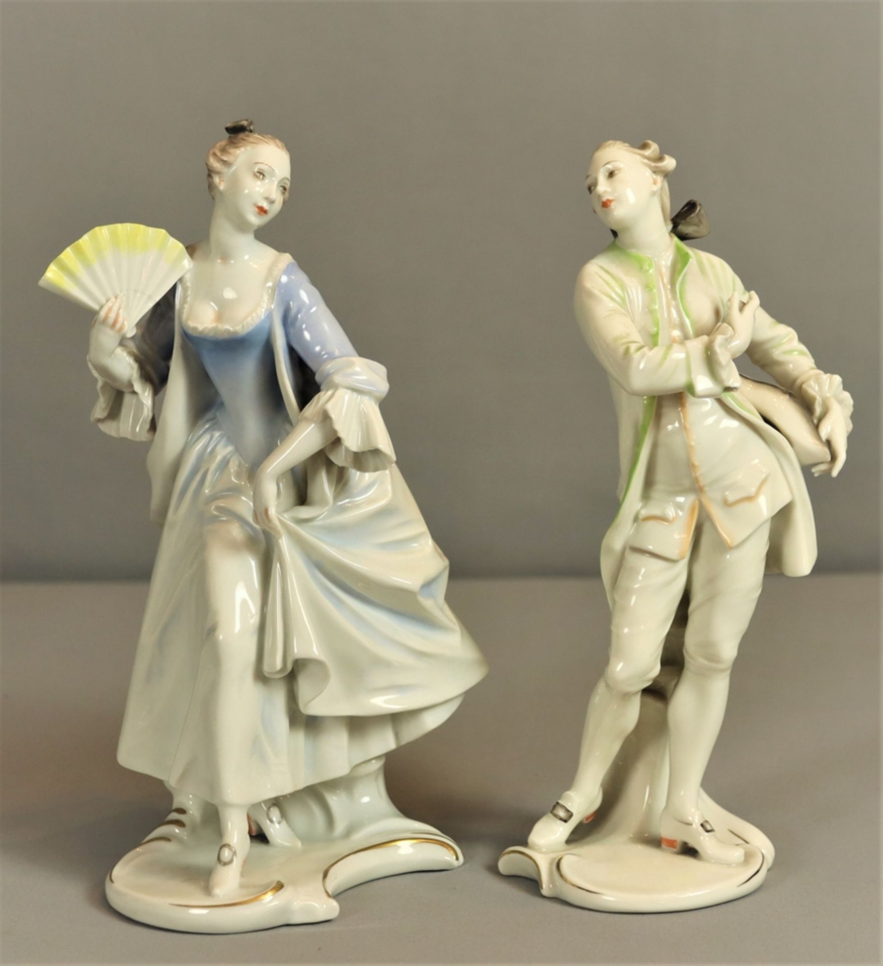 Pair of Rosenthal porcelain figures, gallant rococo couple, 20th century, German - Image 2 of 2