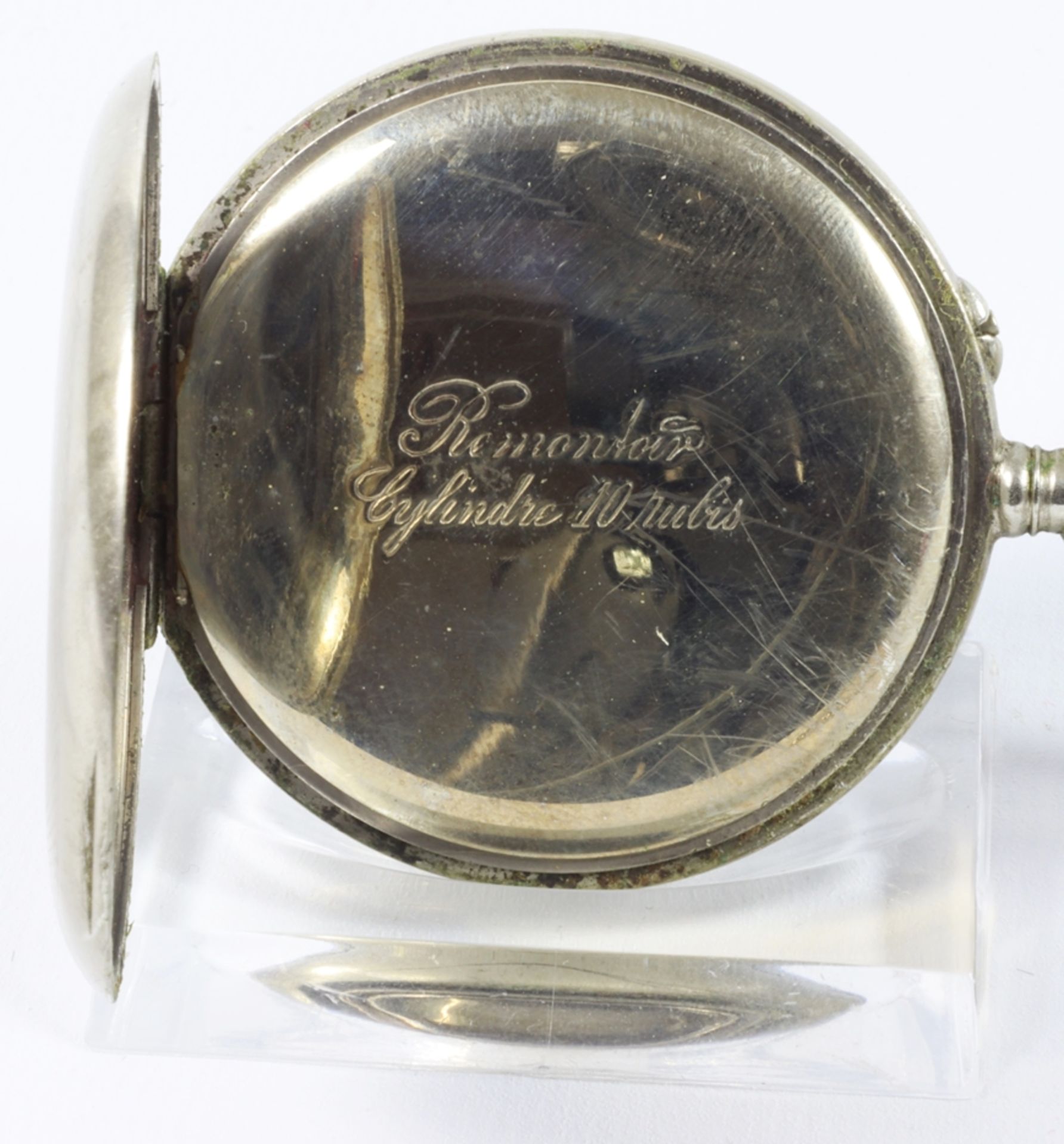 Silver gentleman's pocket watch with chain, historicism 1900 - 1920, German - Image 3 of 4