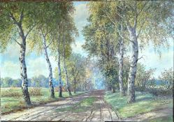 M. Henschke (Maler des 20.Jh.), Birkenallee im Herbst
